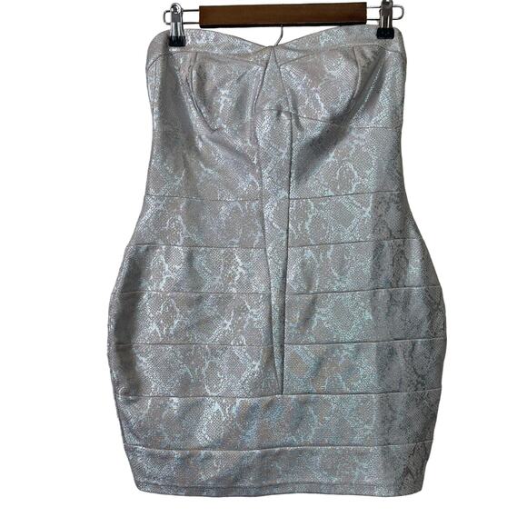 Lipsy London Womens Sz 8 Strapless Mini Dress Gold Metallic Bandage - Picture 1 of 4
